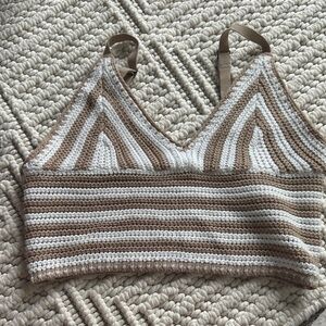 Hollister Brown and White Striped Camisole